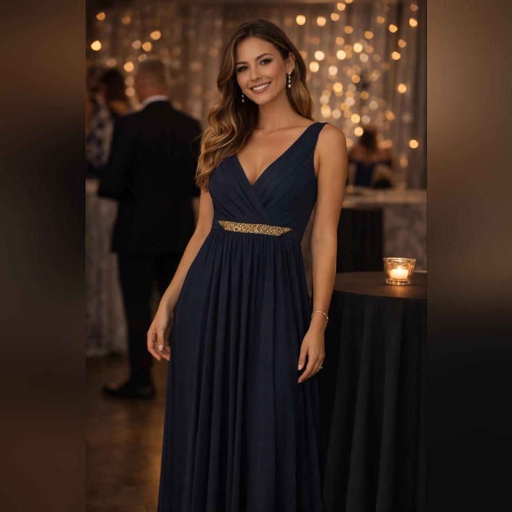 Elegant Navy Blue Evening Dress